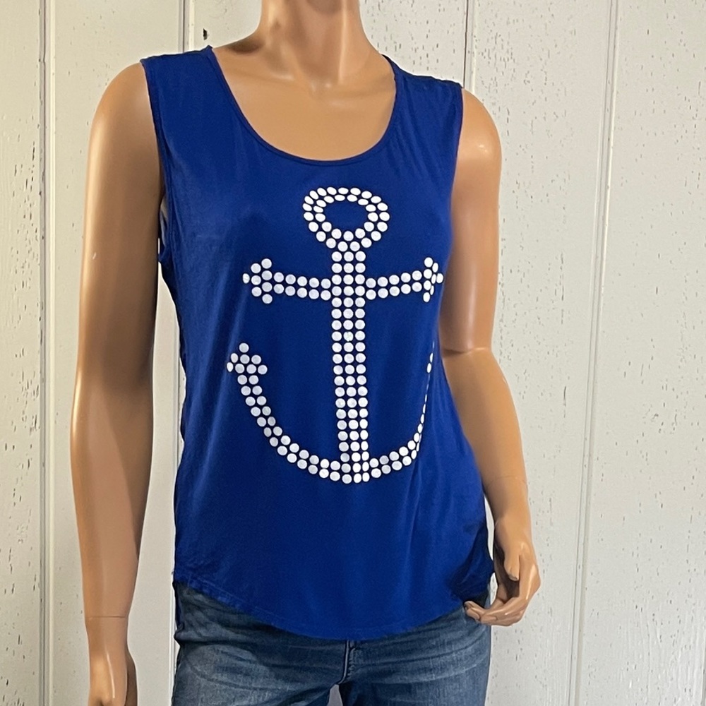 *Davida Women's Royal Blue Anchor Tank Top Sz S
